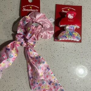 Hello Kitty and sweethearts, Hair clip scrunchi, Accessory Duo, NWT